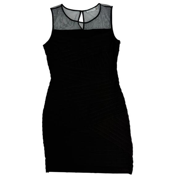 Calvin Klein Black Cocktail Sheath Dress Women’s 6 Mesh Detail Party - Picture 1 of 5